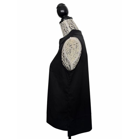 Até Italy Black Cotton Blend Sleeveless Structured Shell Top Size 44 US 8/10 - Picture 10 of 12